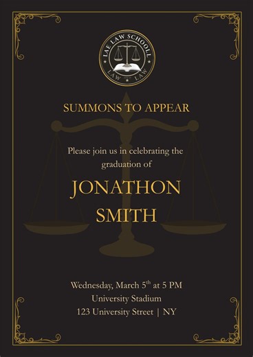 Customizable Law School Graduation Invitation - Etsy