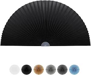 Arch Window Shade Radius 12 inch Half Circle Arched Non-Woven Stick on Cut to Size self Adhesive Light Filtering Half Moon Round Window Covering Pleated Blinds for Front Door