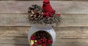 Easy Lighted Cardinal Christmas Decoration Tutorial