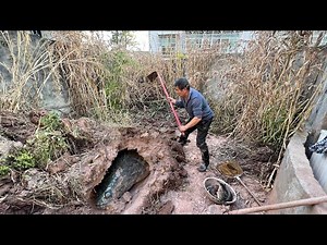 大叔去水池清理泥巴，挖开泥土看见一条尾巴，越挖越兴奋惊喜不断