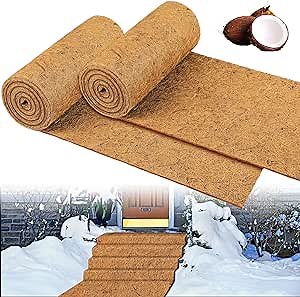 Tinideya 288 Inch Wide Coconut Fiber Mat Winter No Slip Ice and Snow Carpet Mats Natural Coconut Fiber Mat Snow Coir Carpet Runner for Outdoor Garden Front Door Porch Stair(12 x 144 Inch)