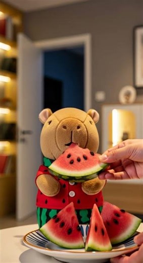 The Watermelon Capybara is eating watermelon! Watch this adorable snack time