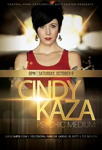 Cindy Kaza live on stage! Cindy is a clairvoyant and psychic who works across the country as an evidential medium. Saturday, October 8 at 8pm Buy tickets now: https://larg-internet.choicecrm.net/templates/LARG/index.php?prod=CK&fbclid=IwAR3k59xzea1NDEAUXrgdrSEP_IPtwhsK4ZZyS019L2iZRDha5rY3i1r-dHs#/events Cindy will connect many audience members with the spirit of past friends and loved ones that have passed to the other side. Cindy will provide specific evidence and feelings of these Spirits in s