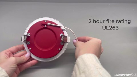 Maxxima 4 in. 2 Hour Fire Rated Ultra Thin LED Downlight, Slim Recessed Canless Light, IC Rated, 800 Lumens, 5 Color Temperature Selectable 2700K/3000K/3500K/4000K/5000K, Dimmable, J-Box Included