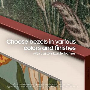 Customize your space to suit your style with a variety of optional bezel colours on The Frame TV. TV when it’s on. Art when it’s off *Customizable bezels sold separately. | Samsung