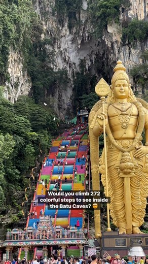 7.9K views · 85 reactions | Batu Caves is located 30 minutes outside Kuala Lumpur in Malaysia. It’s a popular spot for tourists, as well as locals since it’s home to one of the most important Hindu shrines in the world  #batucavesmalaysia #kualalumpurmalaysia #BucketListDestinations #travelbucketlist #southeastasiatravel | Arlah Kate | Facebook