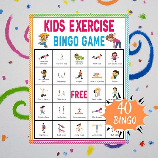 Kids Exercise Bingo – Fun Fitness Activity Game for Kids, Classrooms, PE, Homeschool & Indoor Movement Play - Etsy
