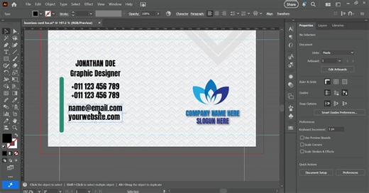 Minimal Business Card Design in Adobe Illustrator | Easy Tutorial Bangla | Part 1 এই ভিডিওতে আমি খুব সহজভাবে দেখিয়েছি কিভাবে Adobe Illustrator ব্যবহার করে একটি Minimal Business Card Design করা যায়। যারা Graphic Design শিখতে চাও অথবা ফ্রিল্যান্সিং শুরু করতে চাও, তাদের জন্য এই Illustrator Business Card Tutorial খুবই কাজে আসবে। এই ভিডিওতে যা যা দেখানো হয়েছে: ✔ Business Card Size & Setup ✔ Minimal Design Concept ✔ Font & Color Selection ✔ Proper Alignment & Layout ✔ Print Ready Business Card Design 