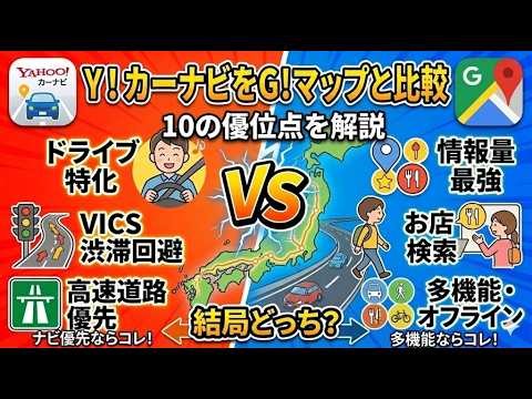 YahooカーナビをGoogleマップと比較／10の優位点を解説
