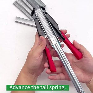 Hog Ring Pliers Kit C-type with 3000pcs Nails Spring C7 Hog Rings Gun C-type Clip Installation Equipment Tool for Auto Feed Animal Fence Fastener Staple Plier Nailer Mattresses (Black + Grey)