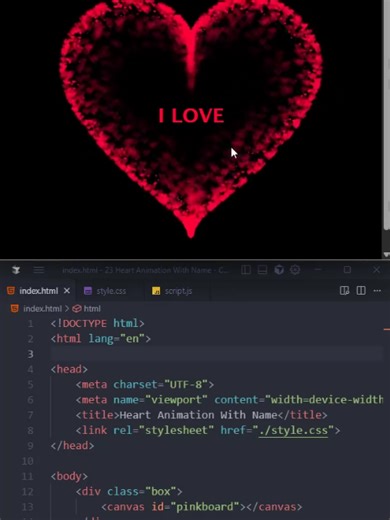 Heart ❤️ animation with HTML CSS and JavaScript #htmlcss #javascript #codingtiktok #webdeveloper #Ai
