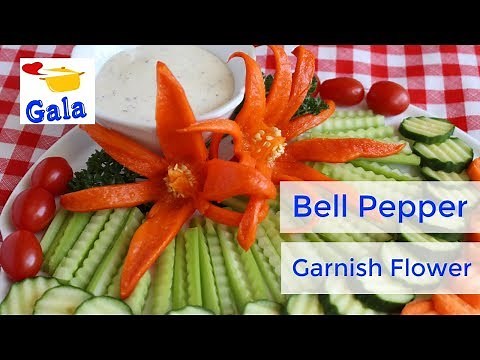 How to Make a Bell Pepper Flower Garnish. Easy Food Decoration Tutorial