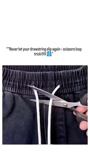Flavour Journey on Instagram: "The post showcases a practical hack for securing drawstrings on trousers using scissors to form initial loops, creating a tight yet easily undone knot that prevents slippage during wear. This method draws from traditional fishing line techniques, known as 'tegsu' knots in Japan, which are reliable for thin, slippery cords and commonly used by anglers for their strength and quick release. Posted on 15 January 2026, it has garnered over 1.3 million views and thousand
