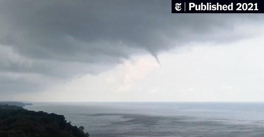 An outbreak of waterspouts over the Great Lakes dazzles onlookers.