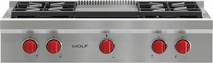 Wolf 36" Stainless Steel Gas Rangetop With 4 Burners And Infrared Griddle - SRT364G