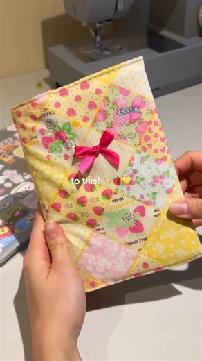 emily, ʚ ᗢ₊˚✧.ˊ˗ on Instagram: "sewing my own journal cover💗 the possibilities here are endless and its a great way to spice up one of your existing journals! :D #sewing #journal #journaling"