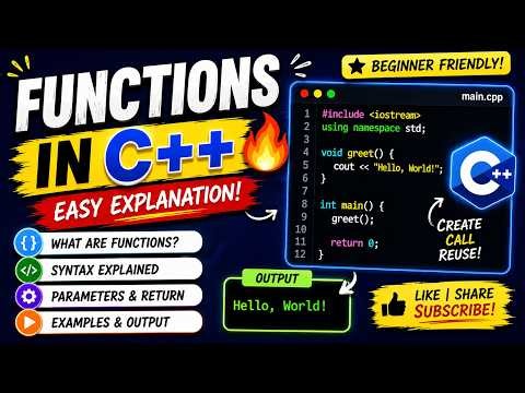 Functions in C++ 🔥 | Function Basics Explained | Beginner Friendly
