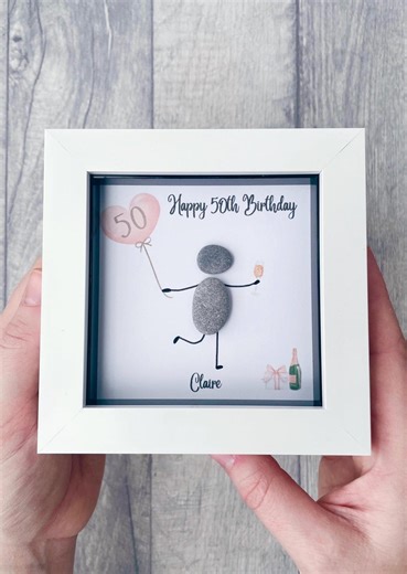 50th Birthday Gifts for Women, Best Friend Gift, Unusual Birthday Gifts for Her, Personalised Pebble Art 50th Birthday Gift - Etsy