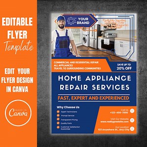 Appliance Repair Flyer Template: Editable Canva Design (digital Download) - Etsy