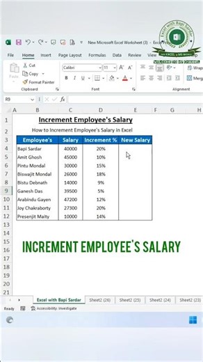 Boost your payroll game 💼📈Increment employee salaries instantly using a simple Excel formula!