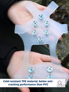 White Translucent Ice Cleats with 10 Steel Spikes,Crampons for Shoes and Boots,Anti Slip Crampons for Hiking,Snow & Ice Walking,Climbing,Jogging,Ice Fishing