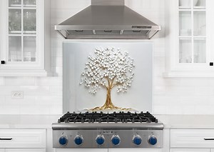 Gold Tree Tempered Glass Backsplash, Glass Splashback for Stove Back Cover, Flower Tile Kitchen - Etsy Canada
