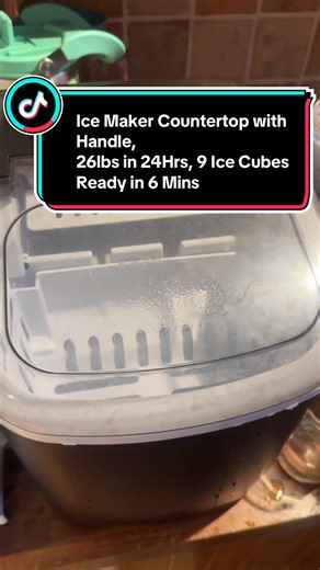 Ice Maker Countertop with Handle, 26lbs in 24Hrs, 9 Ice Cubes Ready in 6 Mins, #ice #icemaker #icecubes #keepcool #TikTokMadeMeBuyIt