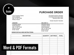 Purchase Order Form in PDF and Microsoft Word Editable Digital Download Format. Comes With Best Practices Guide. Ideal for Small Business - Etsy Australia