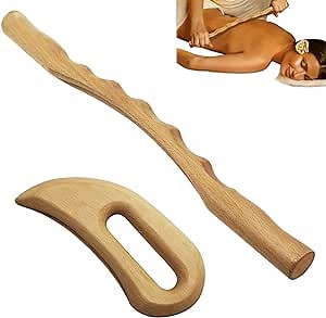 Openfly 2 PCS Wooden Gua Sha Massage Tools, Wood Massage Tools Includes Wood Therapy Massage Tools Lymphatic Drainage Tool, Wood GuaSha Tool for Anti Cellulite, Maderotherapy