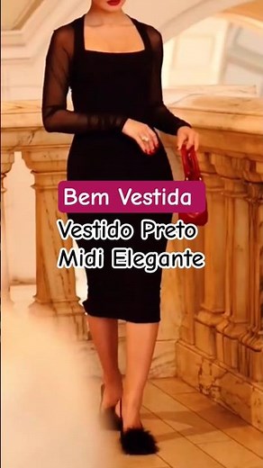 Vestido Preto Midi Elegante Feminino #bemvestida #foryou #shorts