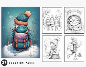 40 Celebrating Winter Grayscale Coloring Pages | Adult Kid Coloring Book Download| Printable Page |stress Relief Art - Etsy