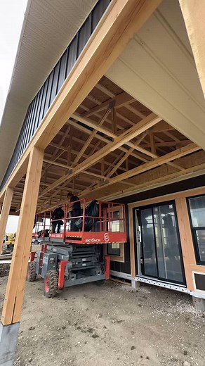 326 reactions · 3 comments | Installing the metal ceiling in the wrap around porch of this post frame home to bring this beautiful project to a close! #CinchCarpentry #QualityOverQuantity #PostFrame #Metal #Cladding #Ceiling #Porch #WrapAroundPorch #BoardAndBatten #Siding #ExteriorFinishes #Barndo #Barndominium #Shouse #Shome #Alberta @ab_buildings | Cinch Carpentry | Facebook
