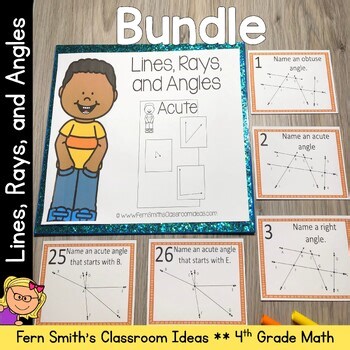 Lines Rays & Angles Task Cards & Center Games for Fourth Grade BUNDLE