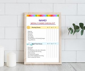 Kids Weekly Chore Checklist – Printable Morning & Night Routine Chart for Children (PDF) - Etsy UK