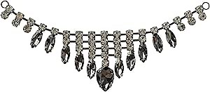 Trimming Shop Gorgeous Black Clear Crystals Rhinestone Diamante Motif Sewing Applique Patch for Wedding Bridal Dress, Casual or Formal Wear Fashion Accessories - 17 x 4cm - Patch No. 206