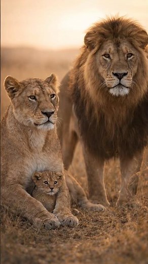 Lion Family Love and Protection | Lioness, Baby Cub and Majestic Male Lion