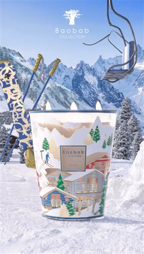 l’Art de Vivre dans la Maison on Instagram: "⛷️❄️ Baobab Collection – I Love Ski | Édition Limitée ❄️⛷️ Plongez au cœur des sommets enneigés avec I Love Ski, une bougie qui rend hommage à l’univers alpin et à l’art de vivre en altitude. Son verre raffiné, sublimé par une sérigraphie appliquée à la main, dévoile un décor hivernal plein de poésie : chalets de montagne, sapins dorés et petits skieurs qui s’animent à la lumière de la flamme ✨ Un parfum délicat et enveloppant : Une brise fraîche aux