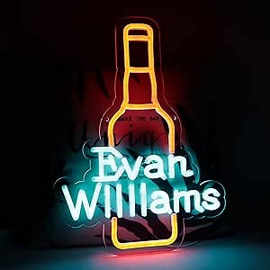 WonderfulLife Bourbon Whiskey Neon Sign for Evan Williams in Bar Pub man Cave or Party,Bright Led Light Suitable for Garage Decor or Business Display,5V USB Powered Easy Hanging.