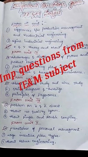 IMP questions from IE&M subject for BTECH 2nd years of Mechanicals..