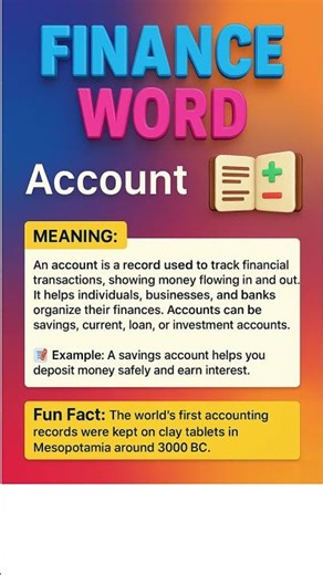 Finance Word of the Day – Account | Finance Glossary Shorts | learn finance | What is account