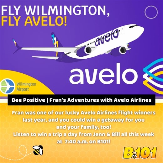 Fran was one of our lucky Avelo Airline flight winners last year, and she called in this for Bee Positive this week to share how she's spending her trip!  Your chance to win a B101 Spring Break with Avelo Airlines continues. ✈️ Listen live at 7:40 a.m. for your chance to win a trip a day from Jenn & Bill this week from B101! ▶️ go.audacy.com/b101philly/listen  audacy.com/b101philly/contests/b101s-spring-break-getaway | B101 Philly | Facebook