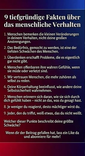 9 tiefgründige Fakten über das menschliche Verhalten 🧠✨