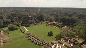 Altun Ha, Mayan Temple in Belize Drone Video Shot, Aerial Footage