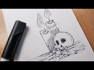 How To Draw Spooky Skeleton Head Drawing With Candles | Easy Drawing For Beginners
