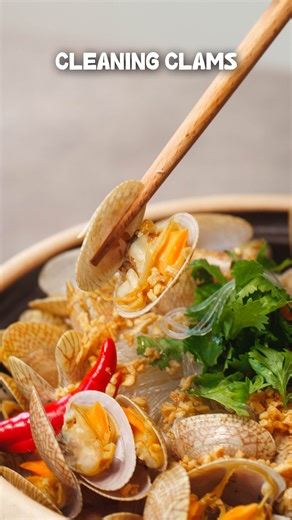 Cleaning clams is actually a breeze! Give them a soak in cold, salted water, then rinse under cool running water. It’s the only purge you’ll enjoy — guaranteed clean, delicious clams every time! #seafoodrecipe #howto #cleaningclams #seafoodtips | The Meatmen Channel