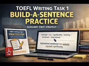 TOEFL Writing Task 1 (2026) | Build-a-Sentence with Verbs: Auxiliary-First Strategy | PDF Practice