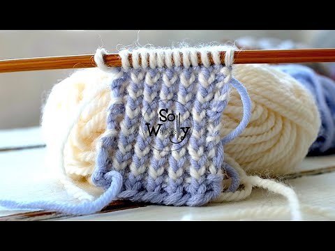 How to knit the Two-Color Reversible Ribbing stitch (just 2 rows and it doesn't curl) - So Woolly