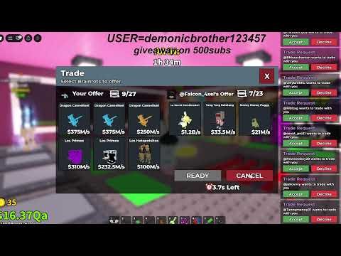 TRADING FOR INSANE BRAINROTS IN STEAL A BRAINROT #LIVE#ROBLOX