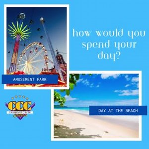 8 comments | Amusement Park or Beach? Which one would you choose? | Champion Cheer Central, Inc | Facebook