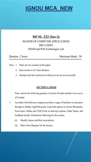 PYQ - MCSL 222 - OOAD & WEB TECHNOLOGIES LAB II PRACTICAL QUESTIONS #mcsl222 #mca_new #ignou